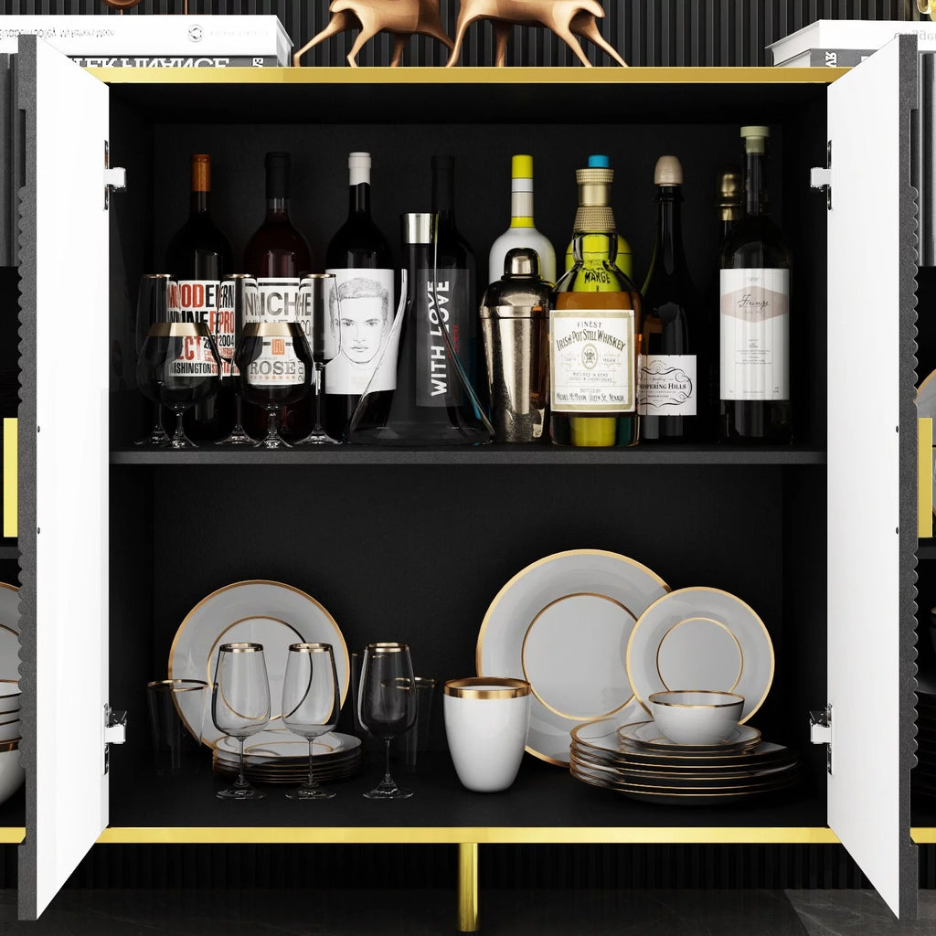 56.3" Wood Sideboard Buffet Table Storage Cabinet I648