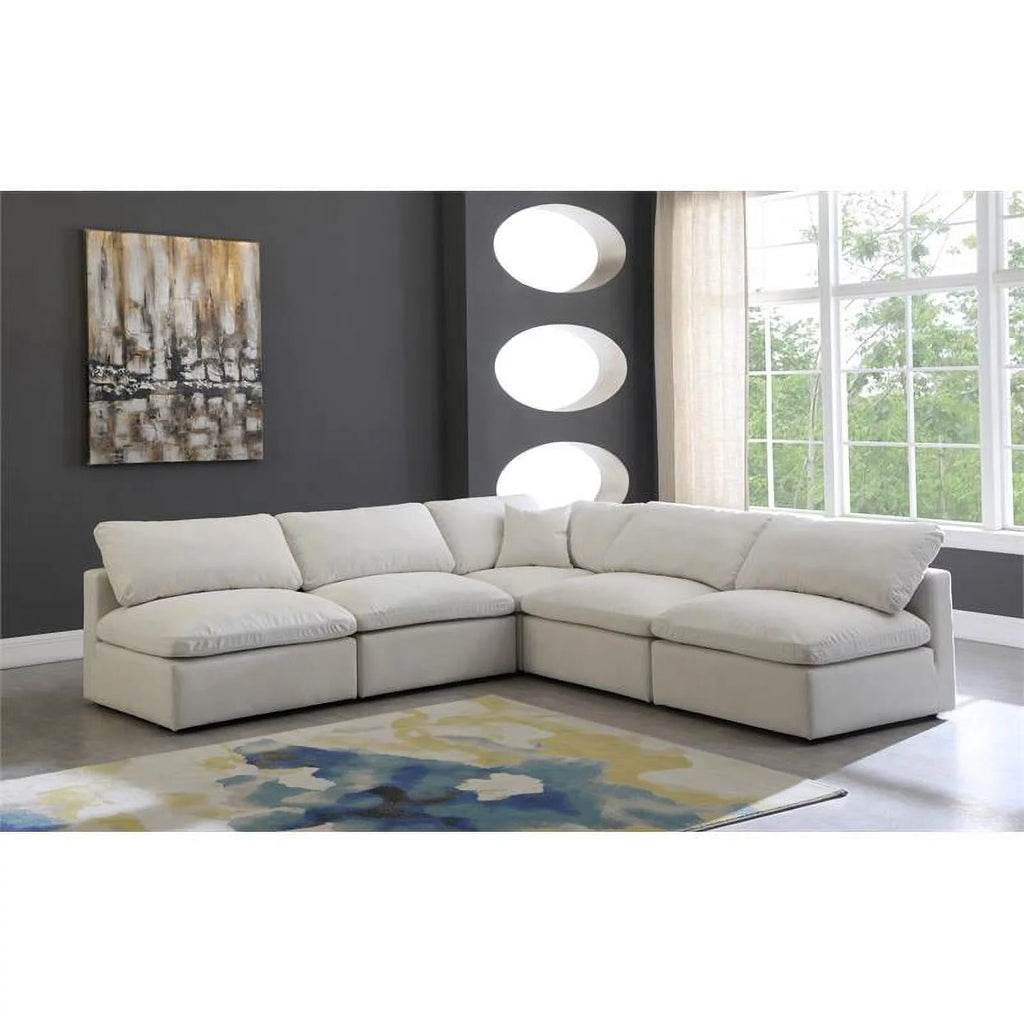 Cream Velvet Modular Sectional V303533