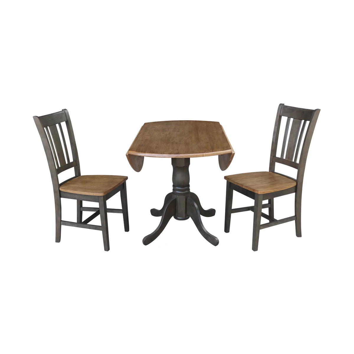 42" Wood Drop Leaf Table with 2 Side Chairs 3 Piece Set S392