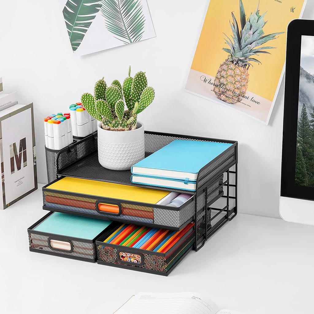 3 Tier Mesh Desk Organizer with Drawer M554836