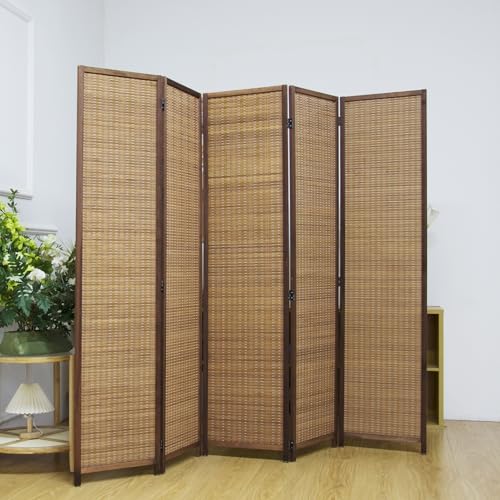 5.6 FT Tall Brown Bamboo Folding Room Divider K532