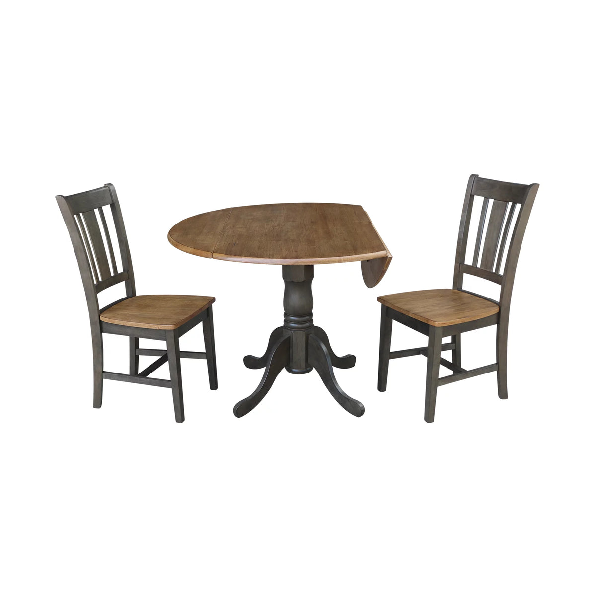 42" Wood Drop Leaf Table with 2 Side Chairs 3 Piece Set S392