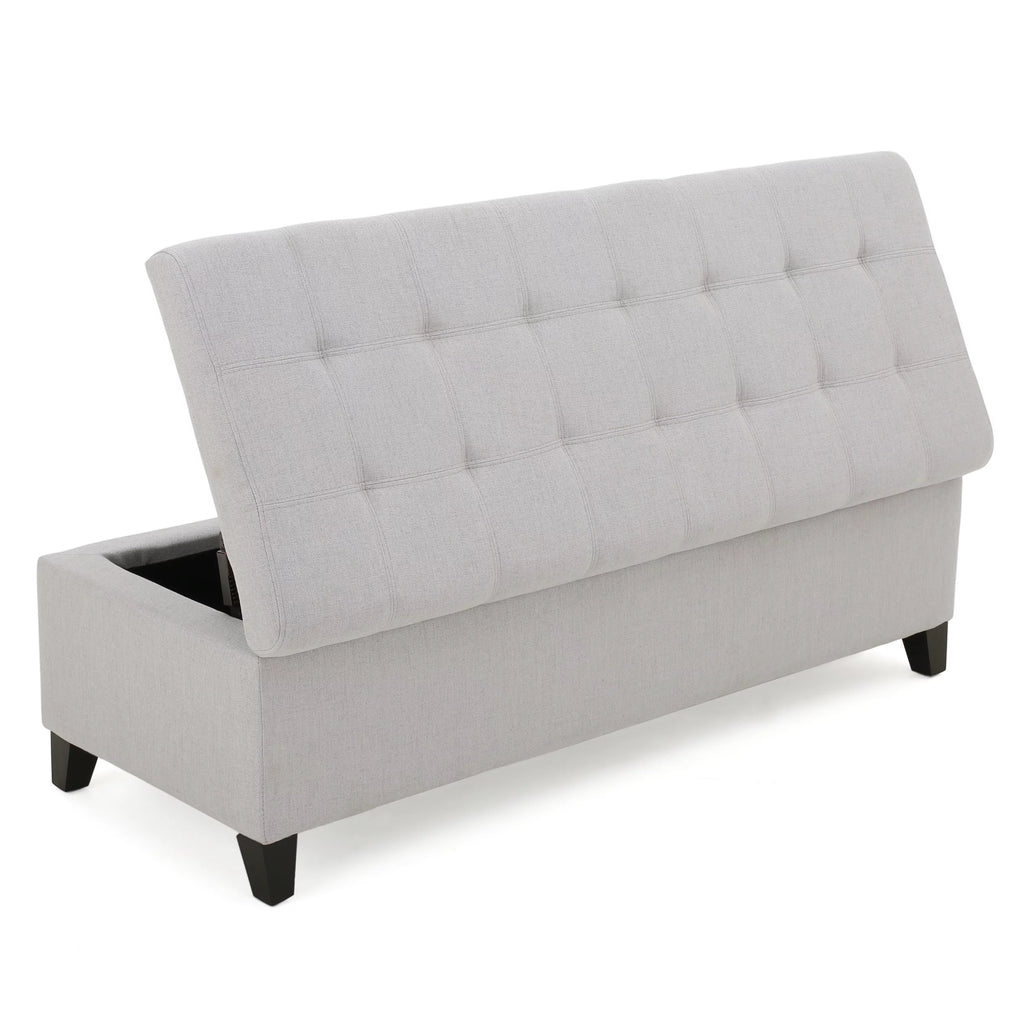 Light Grey Fabric Storage Ottoman W2188