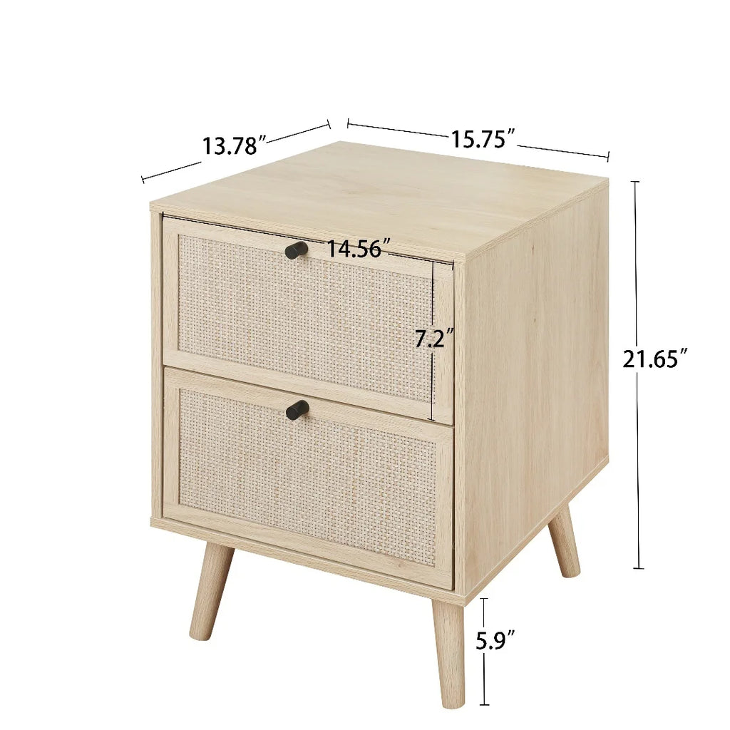 Set of 2 2 Drawer Natural Nightstand X3586