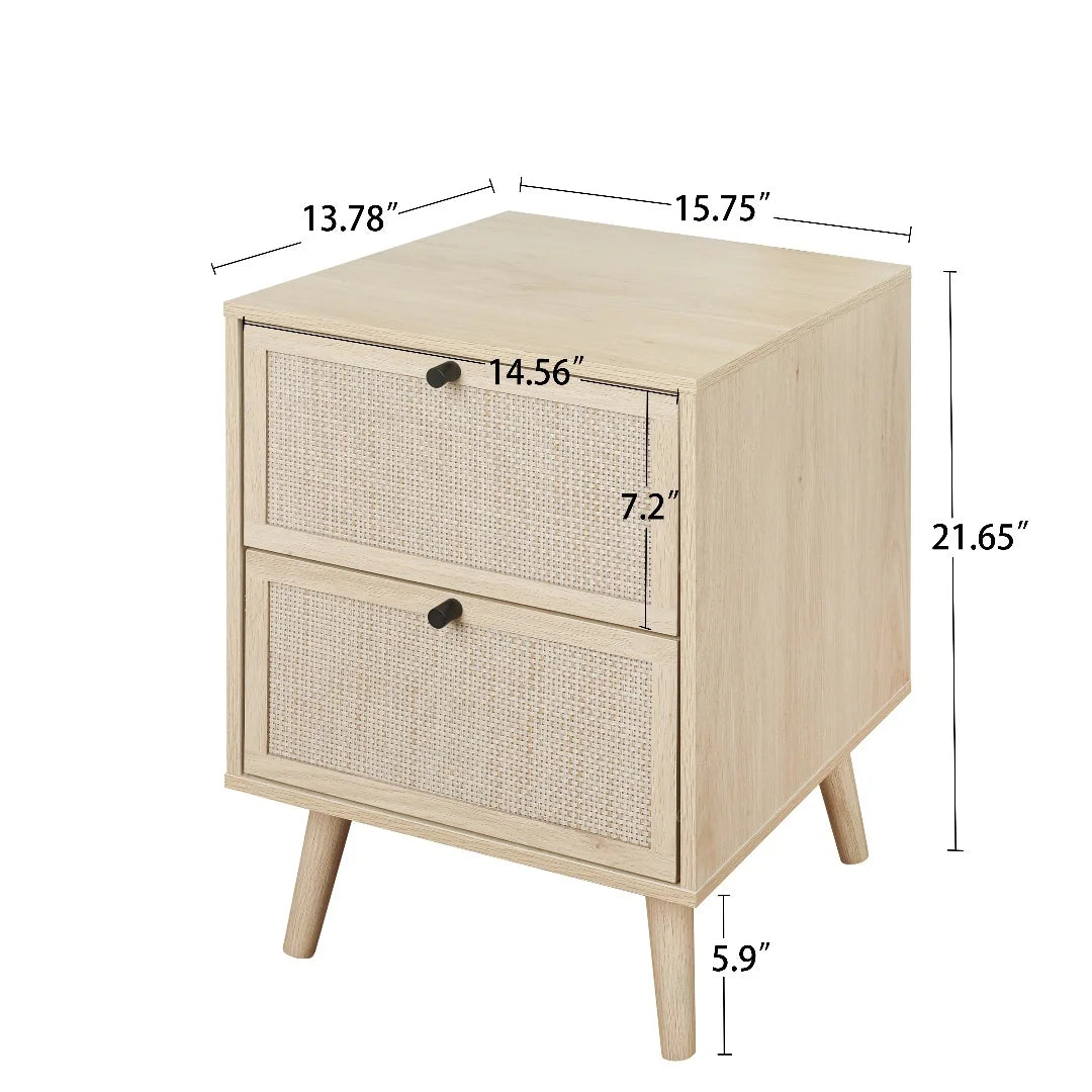 Set of 2 2 Drawer Natural Nightstand X3586