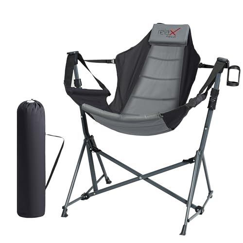 Black Folding Hammock Camping Chair with Cup Holder K939