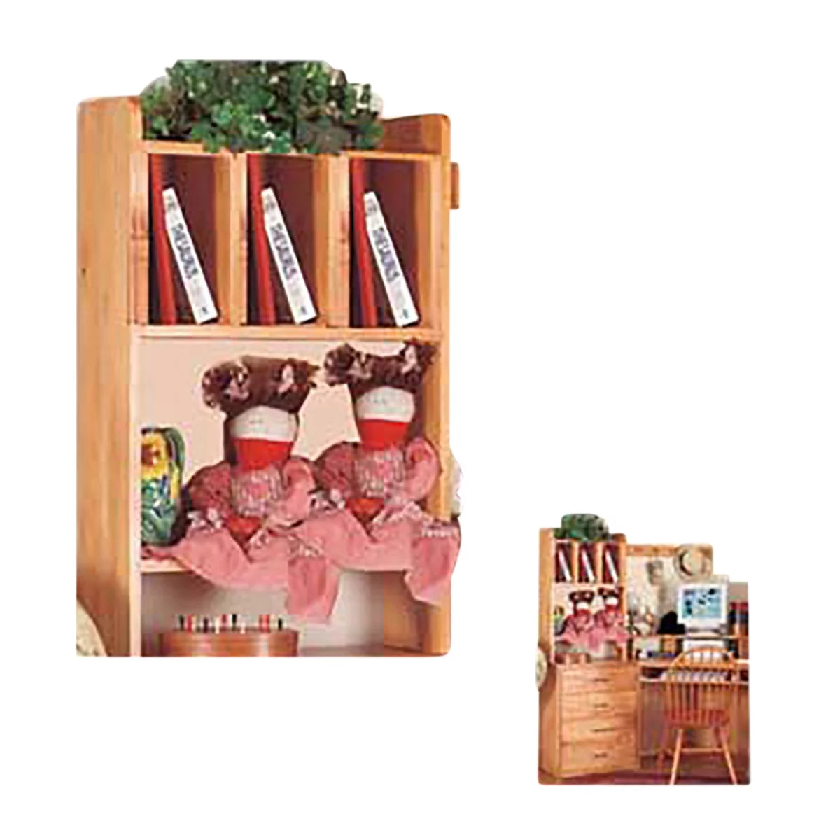 Honey Pine Solid Wood Desktop Shelf Unit E497337