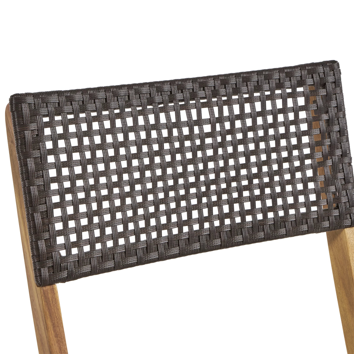 Acacia Wood Foldable Bistro Chairs with Wicker Seating Set of 2 P400