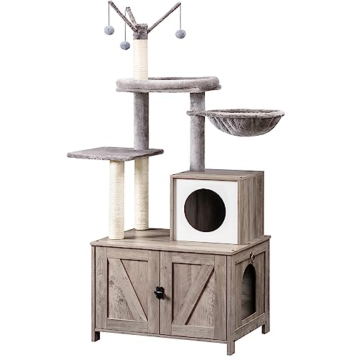 Wooden Cat Tree with Litter Box Enclosure Z954934