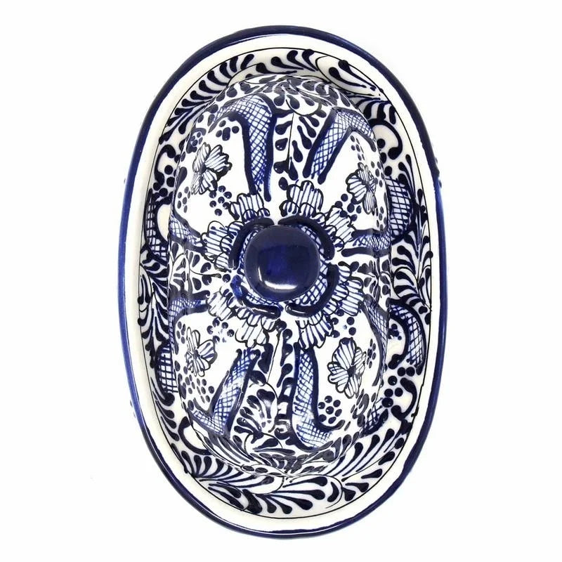 Handmade Blue Pottery Butter Dish Q487