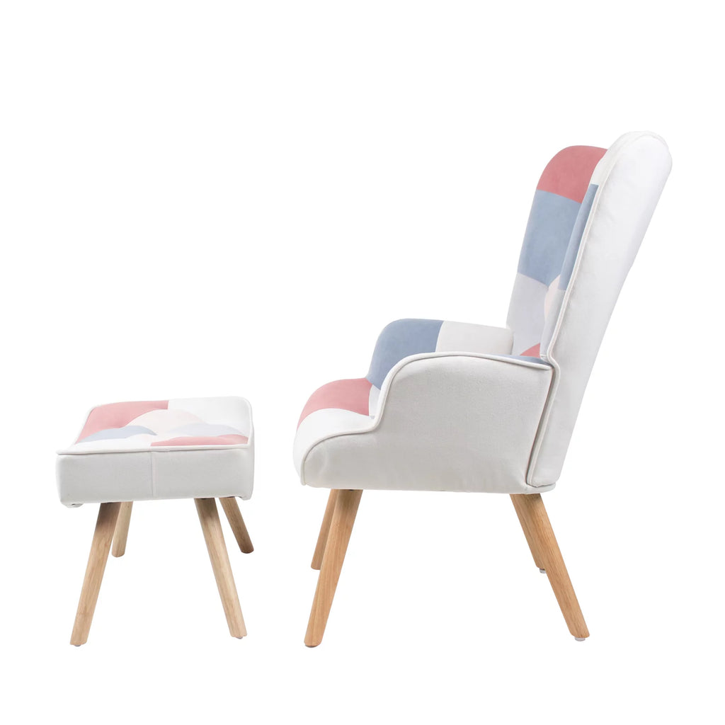 Pink Accent Chair with Ottoman P80357