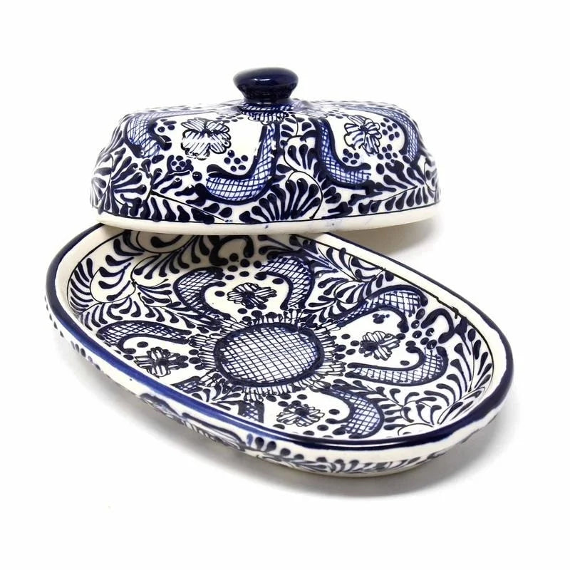 Handmade Blue Pottery Butter Dish Q487