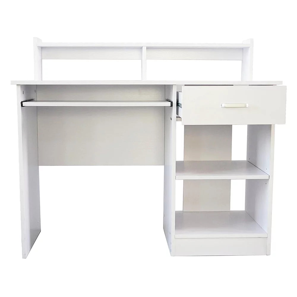 White Computer Desk with Drawer and Keyboard Tray J2678