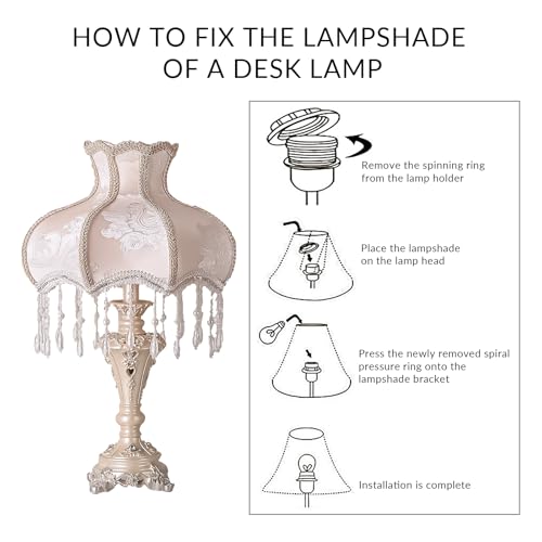 Victorian Fabric Table Lamp with Fringe Beaded Lampshade W51602