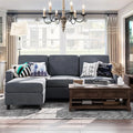 Dark Grey L-Shaped Convertible Sectional Sofa A2500
