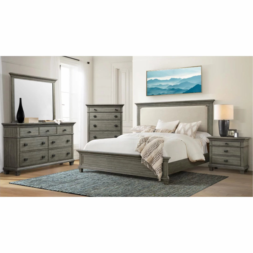 King Grey Wood Panel Bed U14101