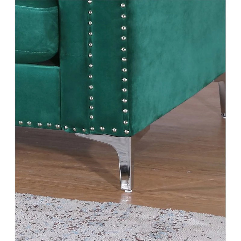 Velvet Sofa Chaise and Loveseat 2-Piece Set in Green C652258