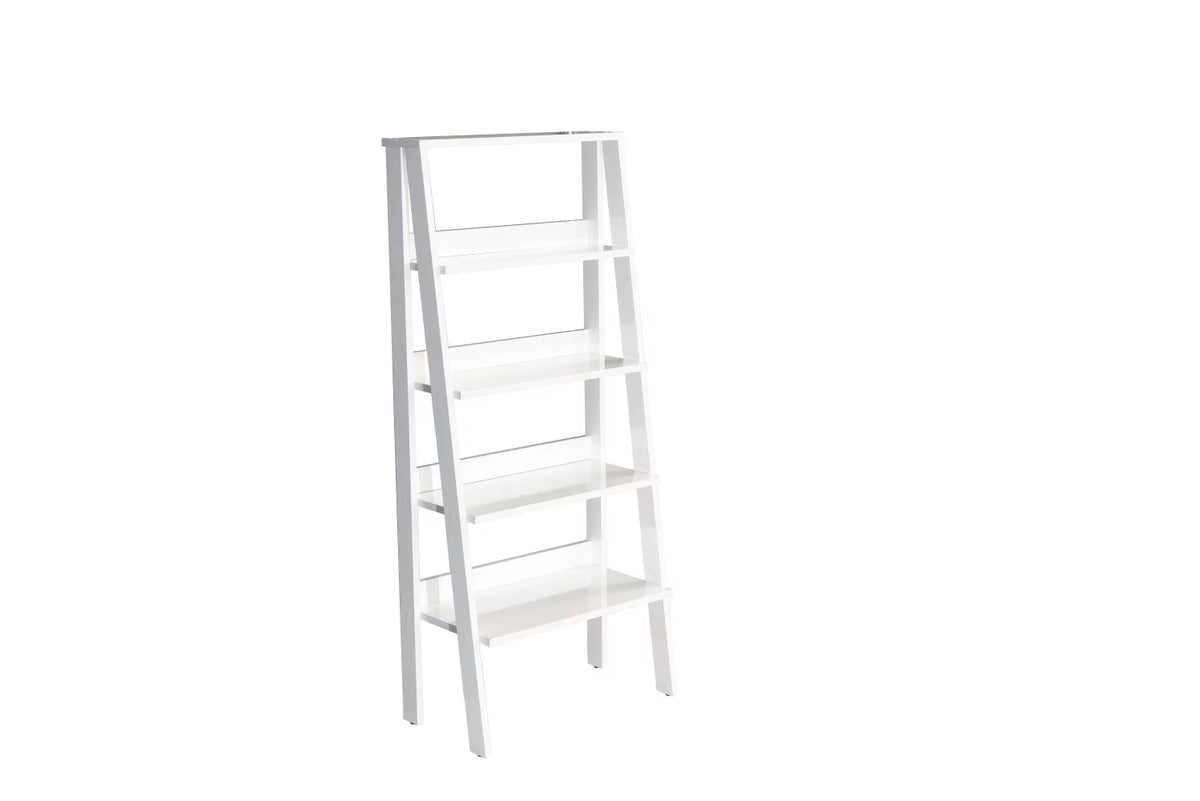 White 5 Tier Wood Ladder Bookshelf Y140