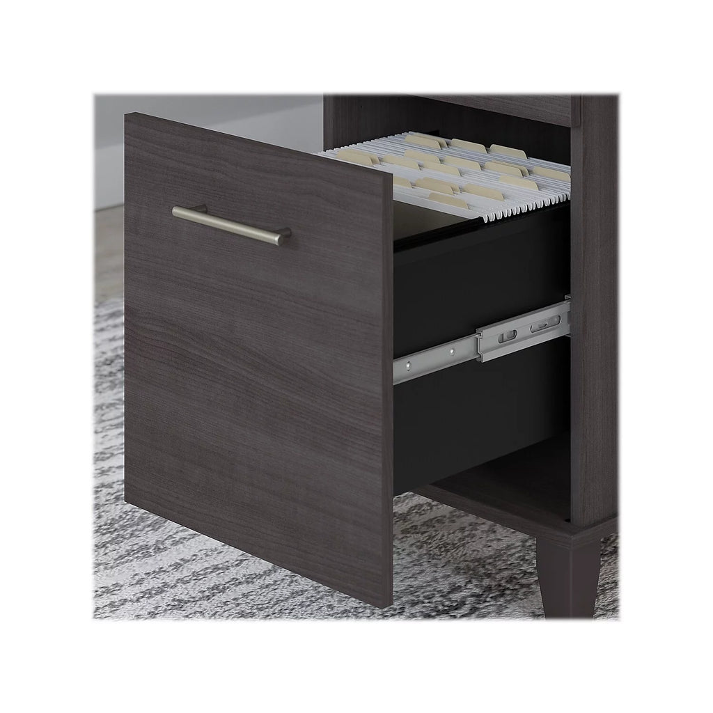 72W Office Desk with Drawers and Hutch in Storm Gray G90821