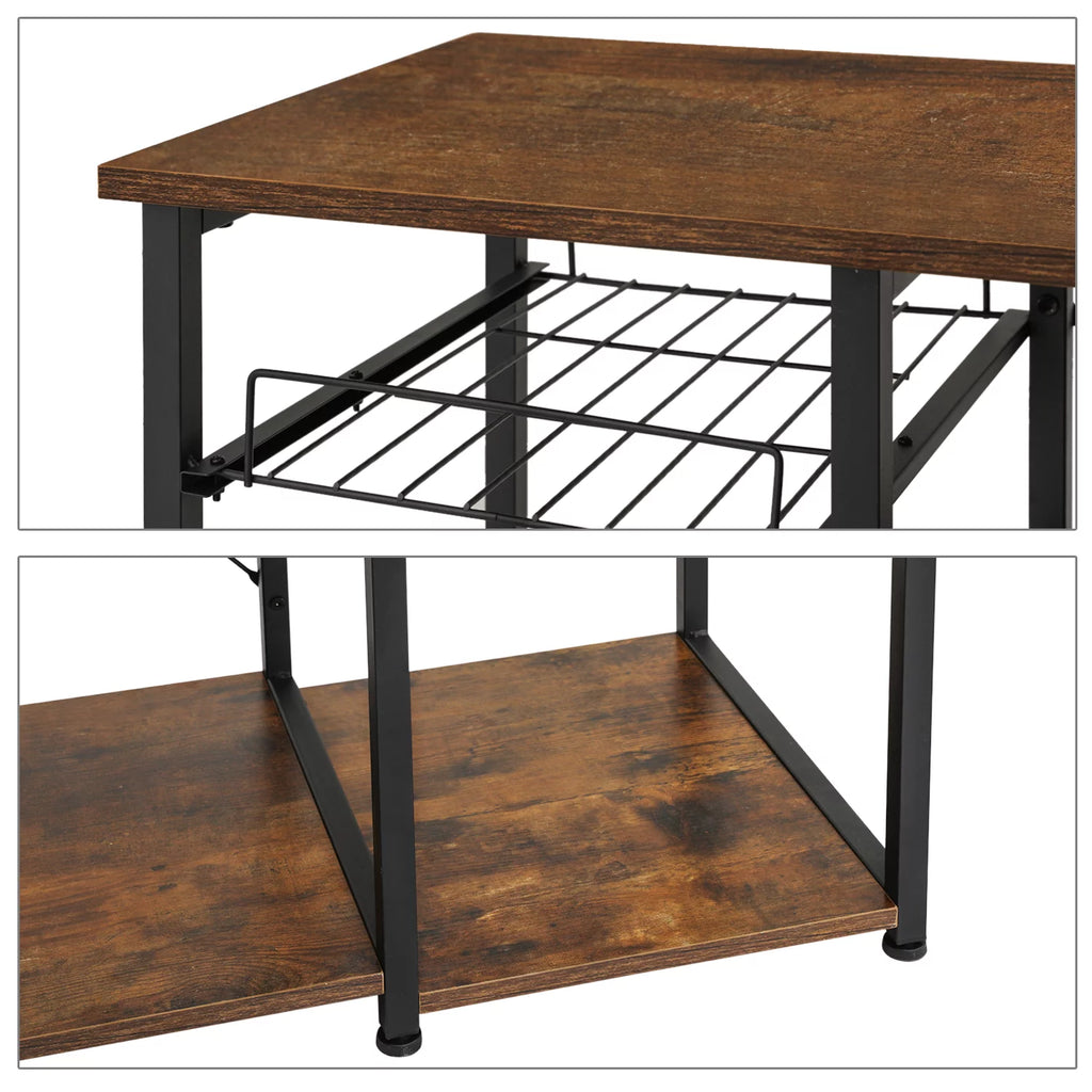 Steel 5 Shelves Kitchen Bakers Rack with Hooks M139469