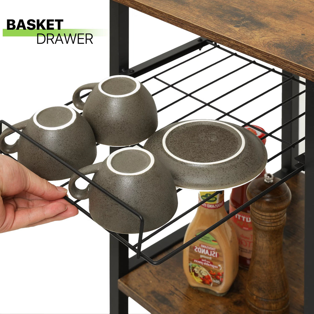 Steel 5 Shelves Kitchen Bakers Rack with Hooks M139469