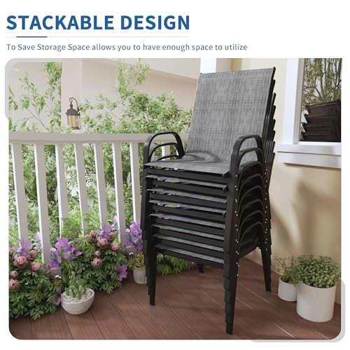 Set of 6 Stackable Textilene Patio Chairs with Armrests S3060