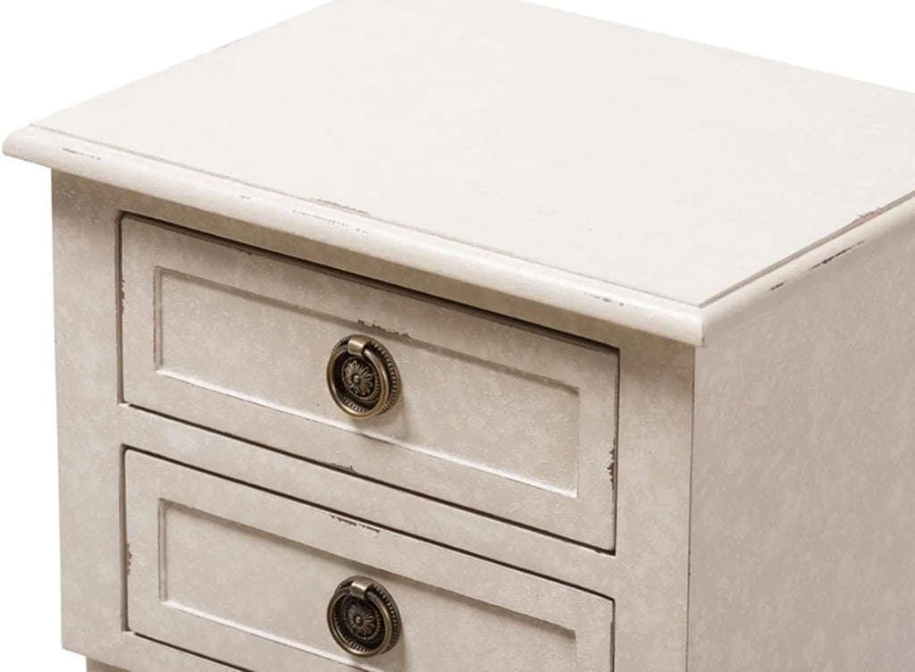 Whitewashed 2-Drawer Nightstand V82475