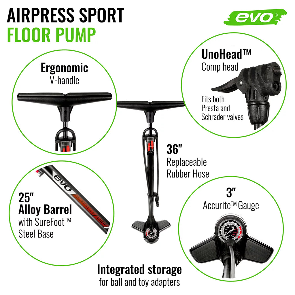 Black 160psi Floor Pump T525666