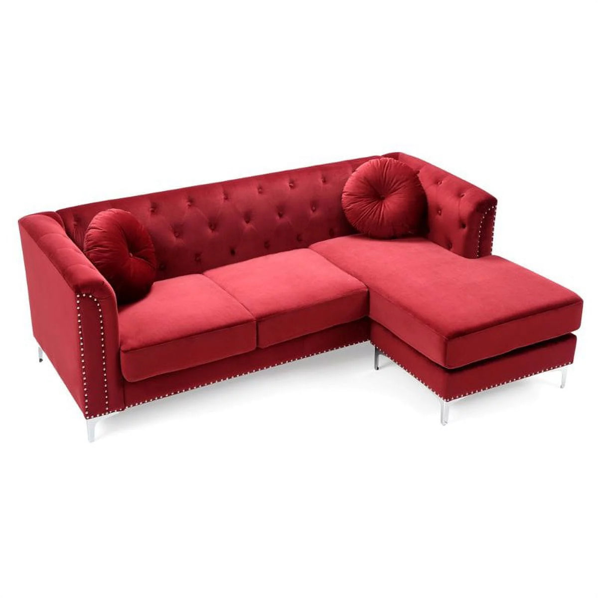 Velvet Sofa Chaise and Chair 2-Piece Set U888