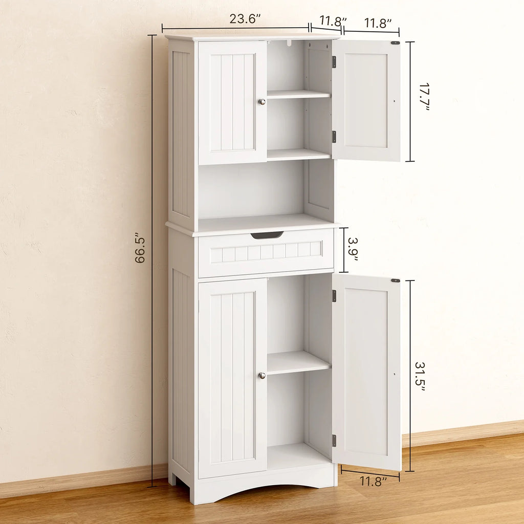 White Kitchen Pantry Storage Cabinet W75688