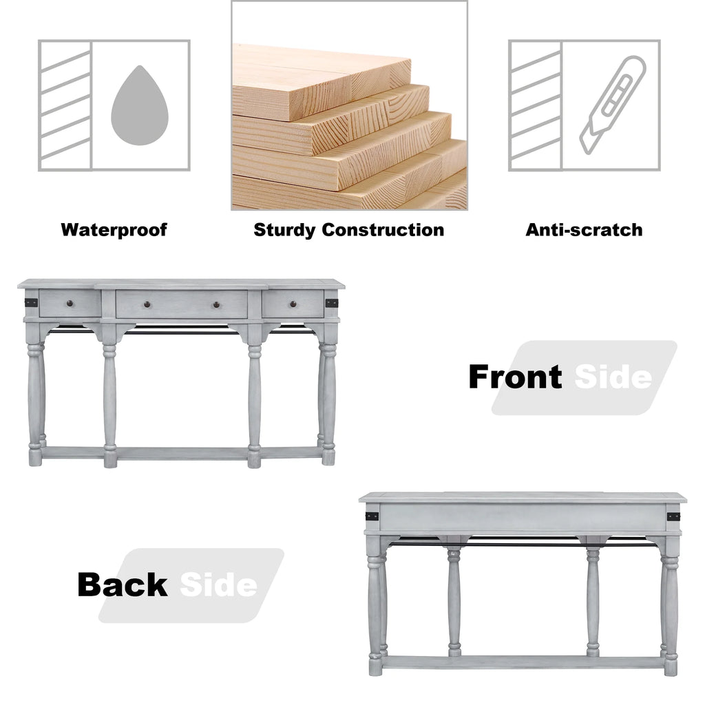 Gray Wood Console Table with 3 Drawers S46108