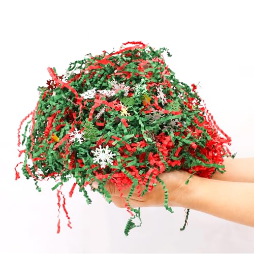 1LB Christmas Crinkle Cut Paper Basket Filler K2389