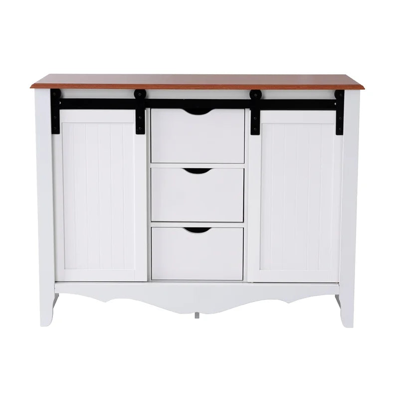 Countryside Barn Door Buffet with Two Sliding Barn Doors & Three Drawers E59091