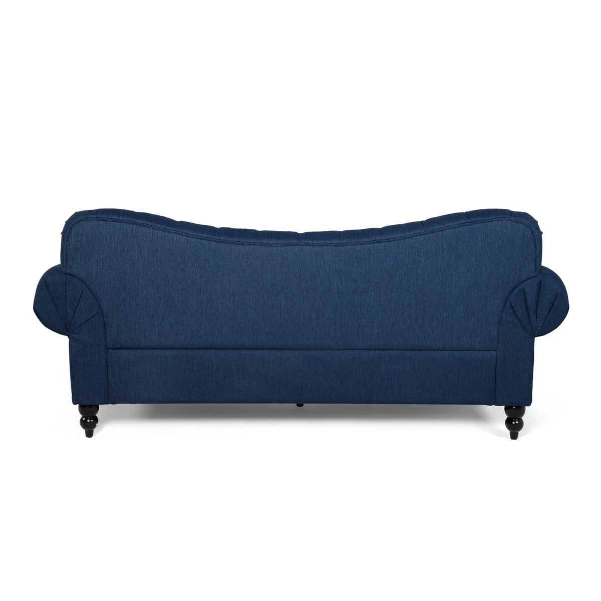 Navy Blue and Dark Brown 3 Seater Fabric Sofa Y7381