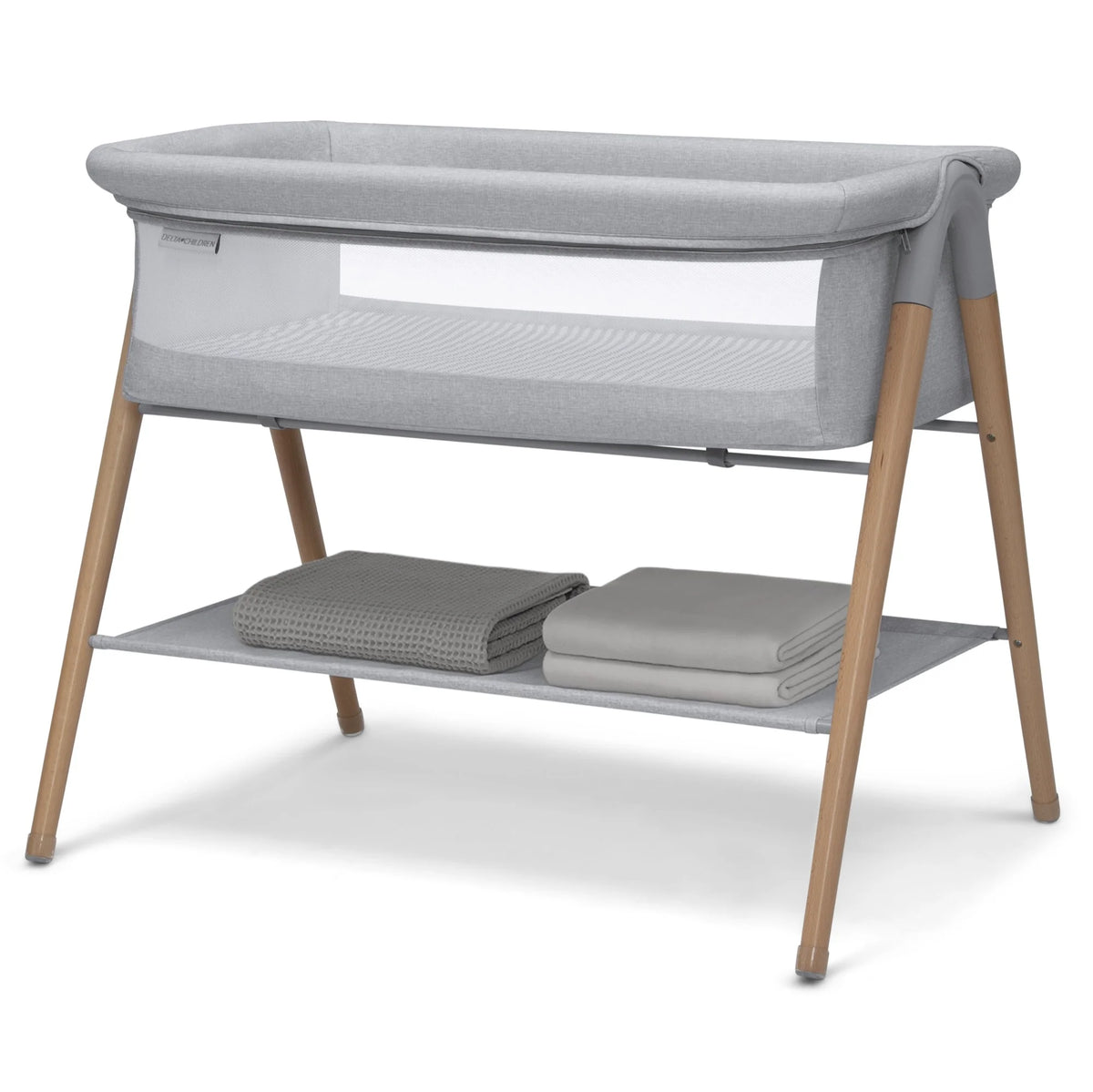 Grey Stripe Bassinet with Breathable Mesh U31761