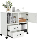 White Mobile Printer Stand with 2 Drawers S98167