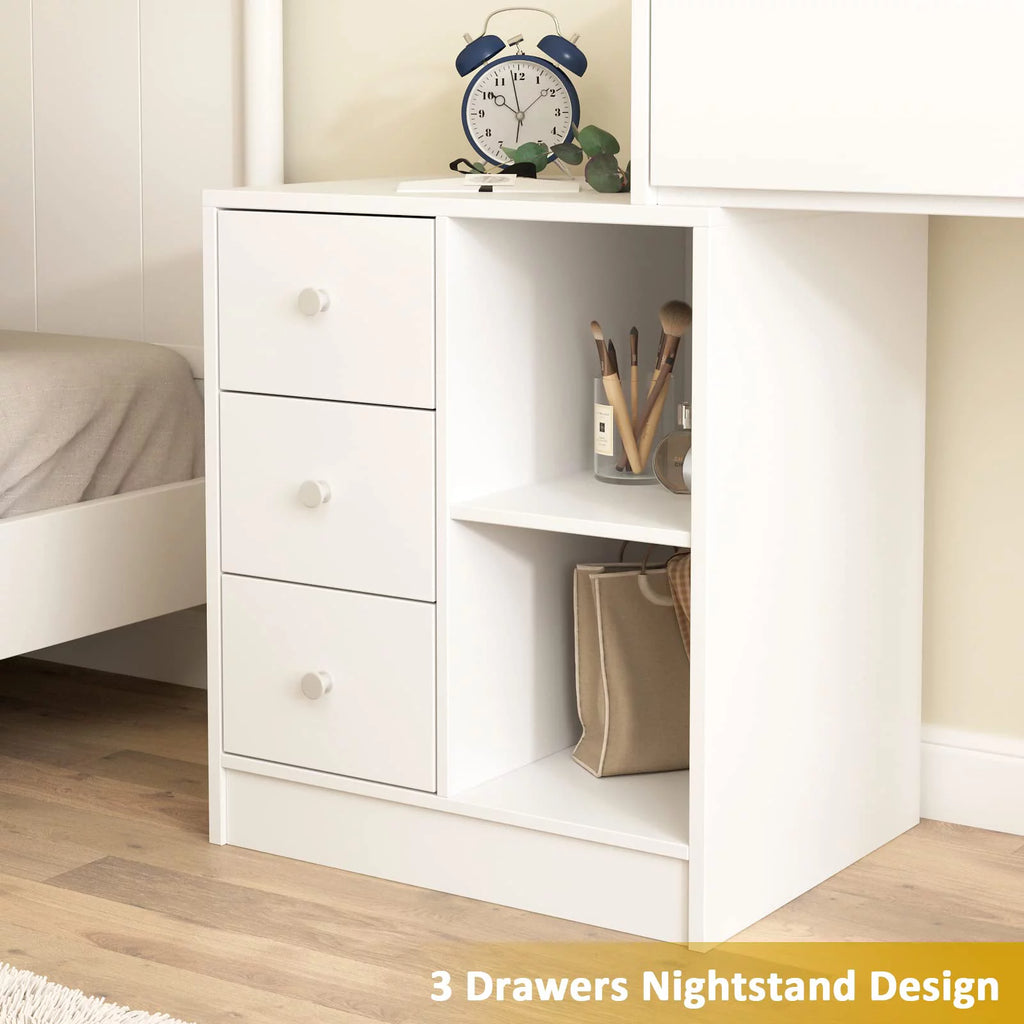 White Makeup Vanity with Lights and Mirror F69235