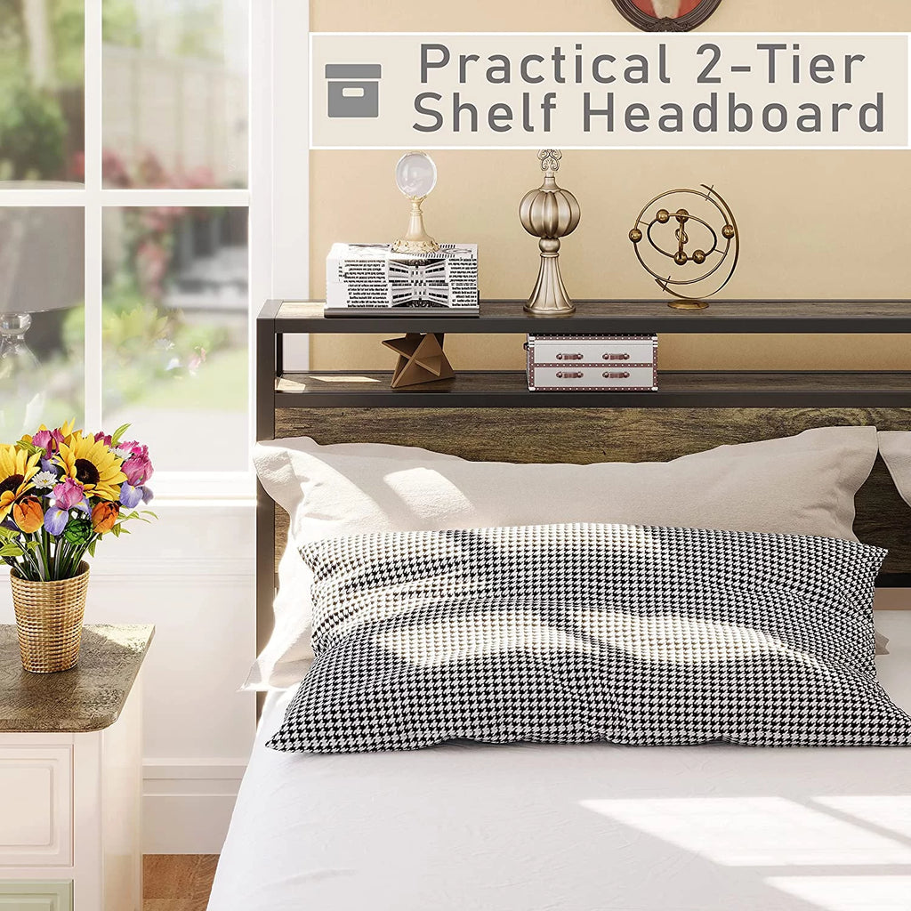 King Size Bed Frame with Storage Headboard P98641