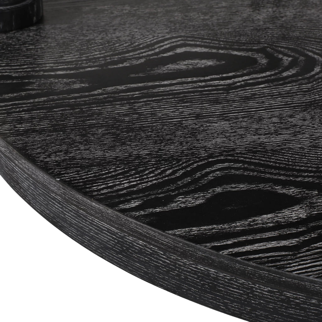 Charcoal Gray Fabric and Wood Ottoman X664