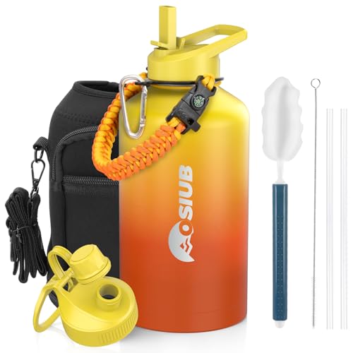 64 oz Insulated Stainless Steel Water Bottle with Flip Straw L4287