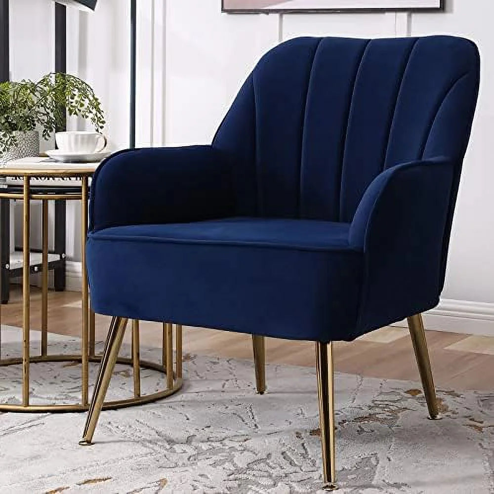 Black Velvet Upholstered Accent Chair with Gold Metal Legs V795711