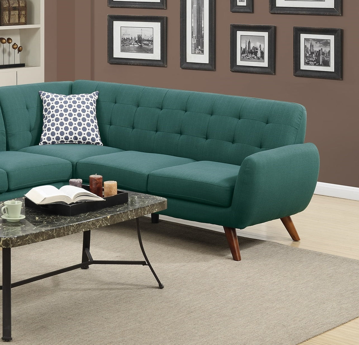 Linen Like Fabric Sectional Sofa U52972