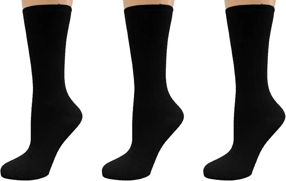 Diabetic/Arthritic Rayon Derived from Bamboo Crew Socks - Non-binding Rib 3 Pair Socks U205408