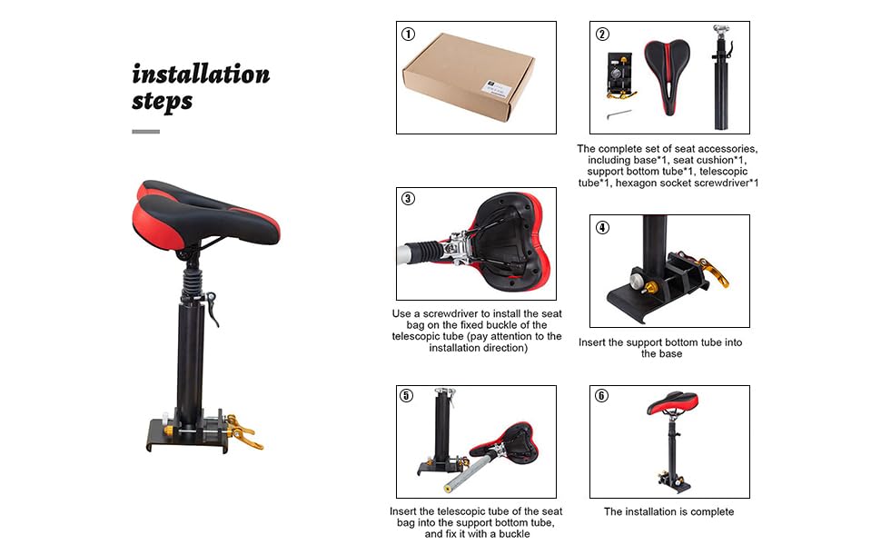 Electric Scooter Seat, Adjustable Saddle Seat with Shock Absorption Foam Cushion Q186726