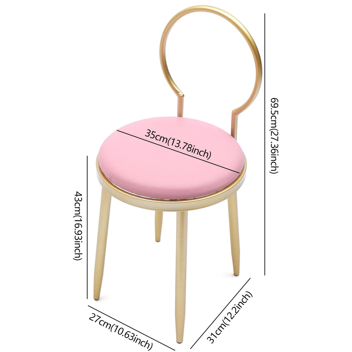 Vanity Stool Metal Frame Padded Cushion M396327