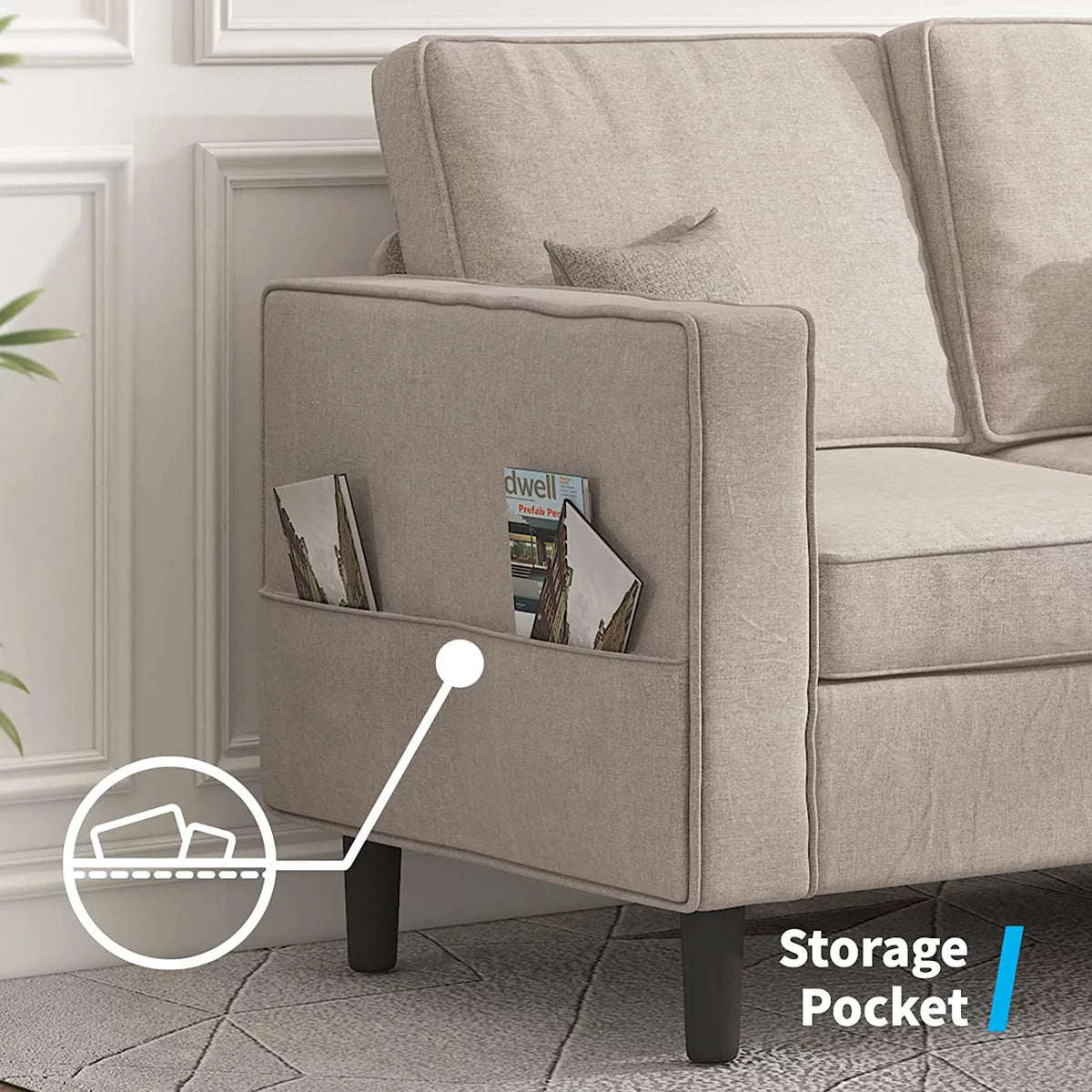 Convertible Sectional Sofa Couch L-Shaped with Storage Ottoman J78669