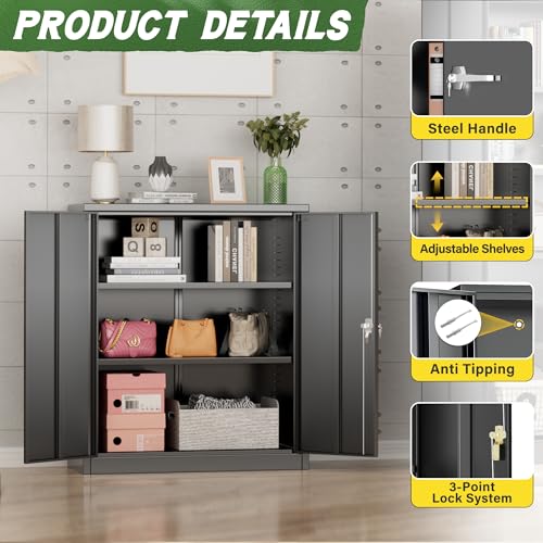 Metal Storage Cabinet with Doors and Shelves E738375