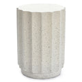 Off White Gray Cement Fluted Round Side Table V95783