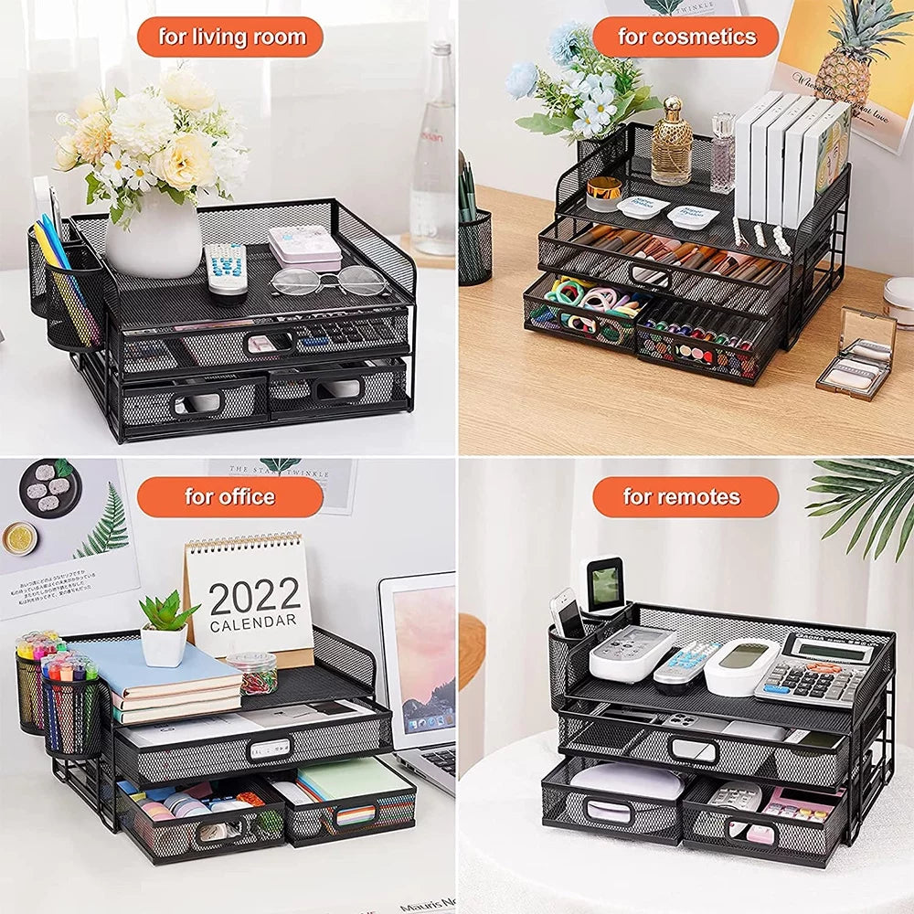 3 Tier Mesh Desk Organizer with Drawer M554836