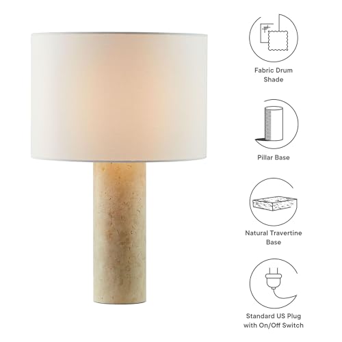 Travertine Stone Pillar Table Lamp U183585